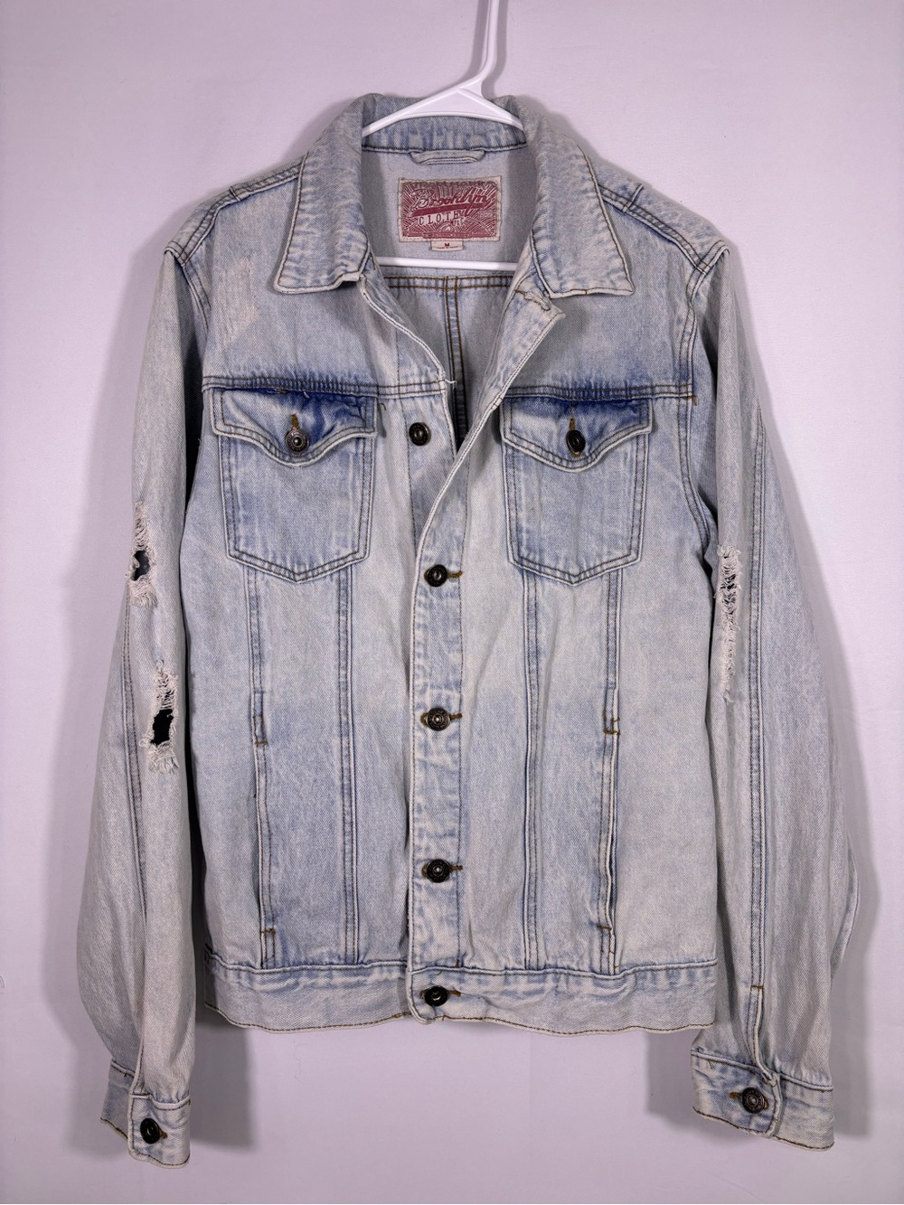 Brooklyn Cloth Distressed Light Wash Denim Jacket Trucker Medium